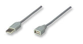 Cable de Extensión USB Macho-Hembra de 3.0m Color Gris; Velocidad máxima de hasta 12 Mbps. - 317238